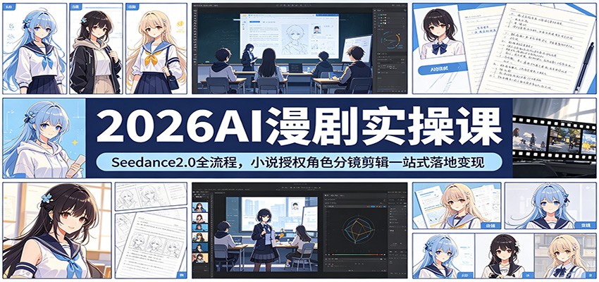 2026AI漫剧实操课：Seedance2.0全流程，小说授权角色分镜剪辑一站式落地变现-资源后花园