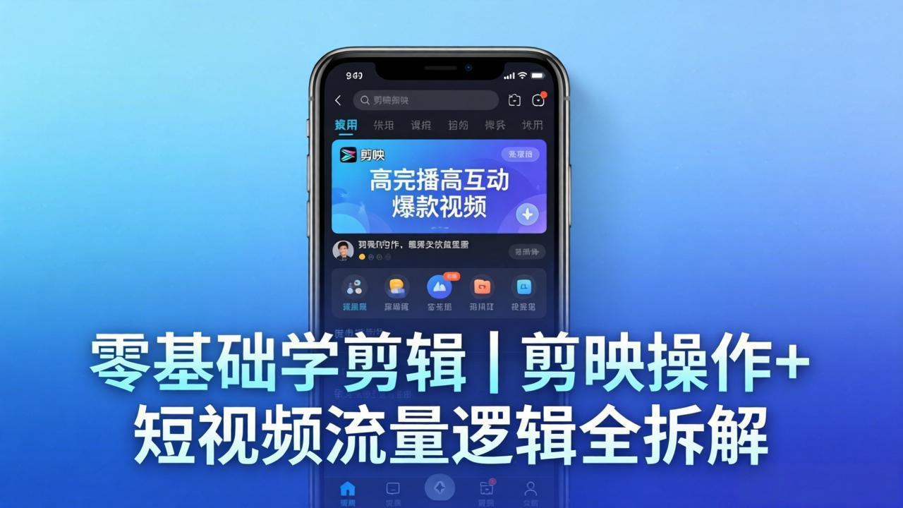 【零基础学剪辑】剪映操作+短视频流量逻辑全拆解｜手把手教你剪出高完播高互动爆款视频-资源后花园