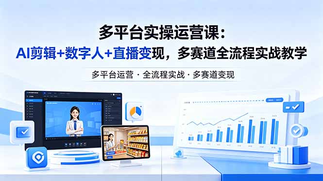 某团队多平台实操运营课-更新26年4月20：AI剪辑+数字人+直播变现，多赛道全流程实战教学-资源后花园