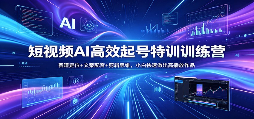 短视频AI高效起号特训训练营：赛道定位+文案配音+剪辑思维，小白快速做出高播放作品-资源后花园