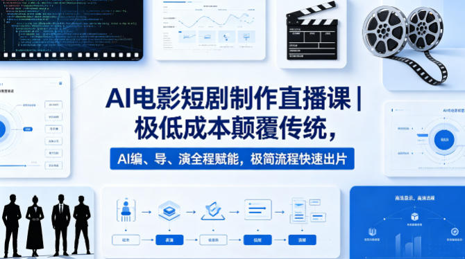 AI电影短剧制作直播课｜极低成本颠覆传统，AI编、导、演全程赋能，极简流程快速出片-资源后花园