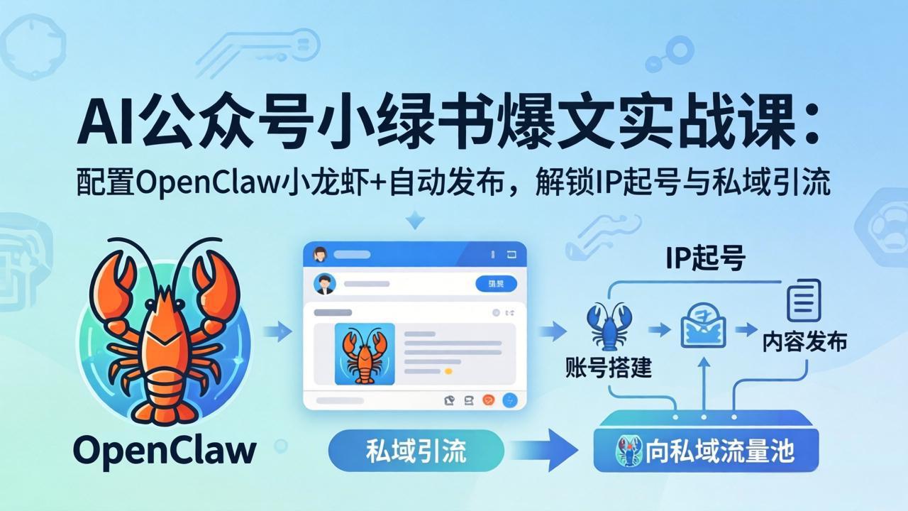 AI公众号小绿书变现实战课：小绿书爆文写作+OpenClaw自动发布，解锁IP起号与私域引流-资源后花园