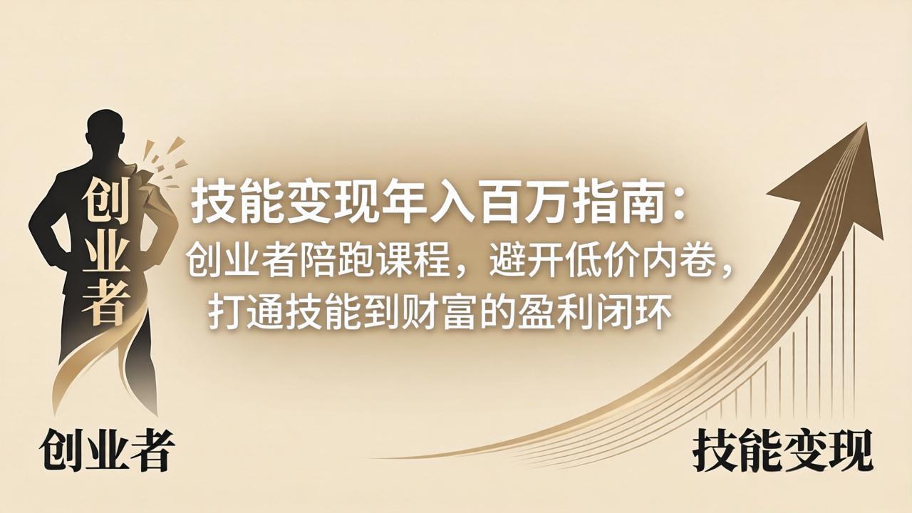 技能变现年入百万指南：创业者陪跑课程，避开低价内卷，打通技能到财富的盈利闭环-资源后花园