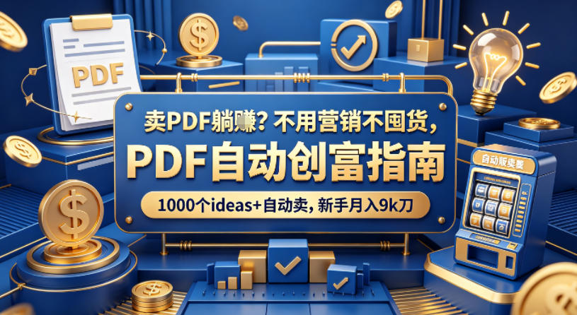 卖PDF躺賺？不用营销不囤货，PDF自动创富指南，1000个ideas+自动卖，新手月入9k刀【原创双语字幕】-资源后花园