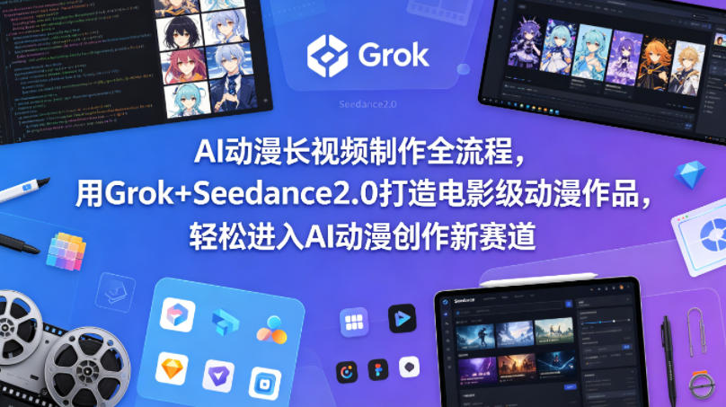AI动漫长视频制作全流程，用Grok+Seedance2.0打造电影级动漫作品，轻松进入AI动漫创作新赛道-资源后花园