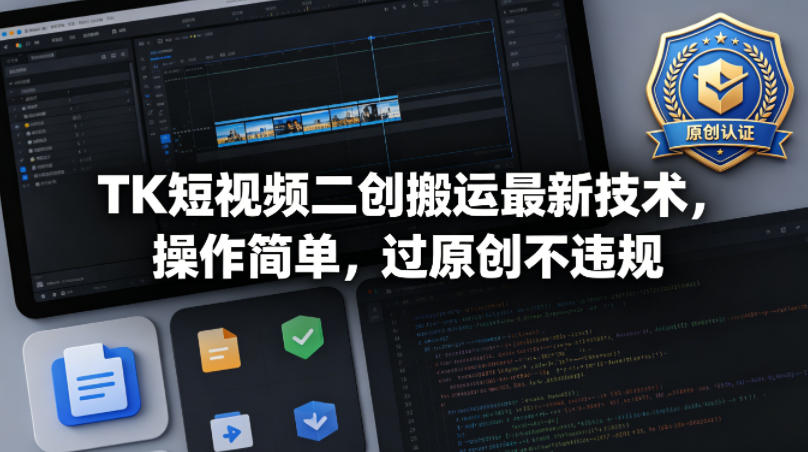 TK短视频二创搬运最新技术，操作简单，过原创不违规-资源后花园
