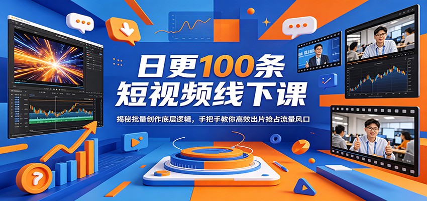 日更100条短视频线下课：揭秘批量创作底层逻辑，手把手教你高效出片抢占流量风口-资源后花园