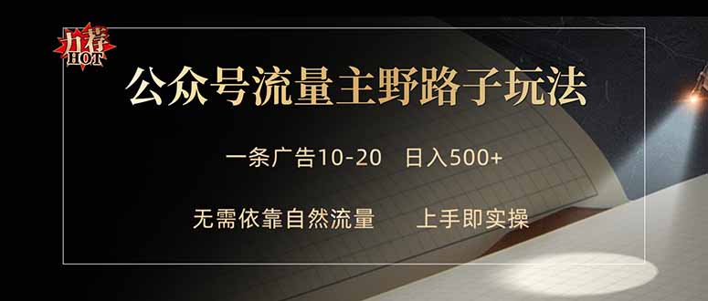 公众号流量主野路子玩法 单条广告10-20元 日入500+-资源后花园
