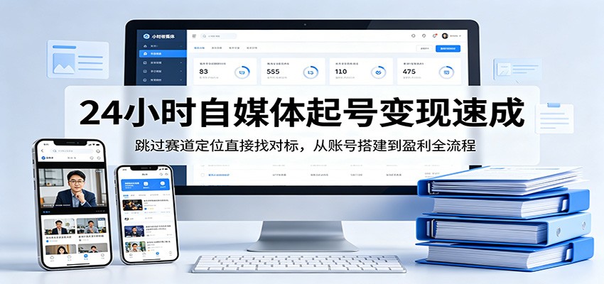 24小时自媒体起号变现速成，跳过赛道定位直接找对标，从账号搭建到盈利全流程-资源后花园