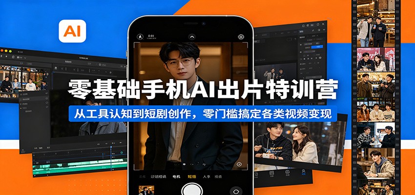 零基础手机AI出片特训营：从工具认知到短剧创作，零门槛搞定各类视频变现-资源后花园