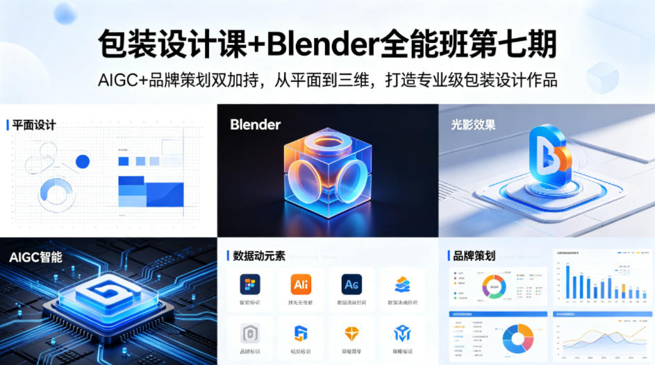 包装设计课+Blender全能班第七期，AIGC+品牌策划双加持，从平面到三维，打造专业级包装设计作品-资源后花园