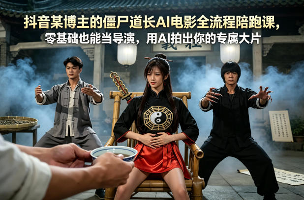 抖音某博主的僵尸道长AI电影全流程陪跑课，零基础也能当导演，用AI拍出你的专属大片-资源后花园