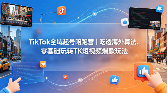TikTok全域起号陪跑营｜吃透海外算法，零基础玩转TK短视频爆款玩法-资源后花园