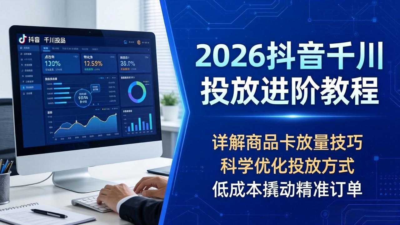 2026抖音千川投放进阶教程，详解商品卡放量技巧，科学优化投放方式，低成本撬动精准订单-资源后花园