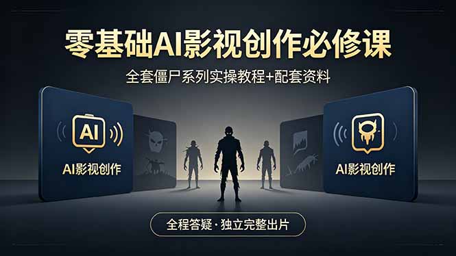 零基础AI影视创作必修课，全套僵尸系列实操教程加配套资料，全程答疑带你独立完整出片-资源后花园