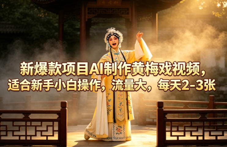 新爆款项目AI制作黄梅戏视频，适合新手小白操作，流量大，每天2-3张-资源后花园