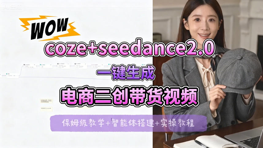 【Coze工作流搭建实操教程】seedance2.0+coze一键生成电商二创带货视频，全流程保姆级教学-资源后花园