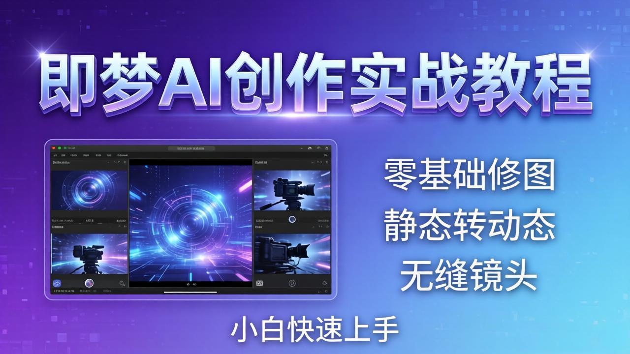 即梦AI创作实战教程，从零基础修图到AI导演，实战教学静态转动态+无缝镜头，小白快速上手-资源后花园