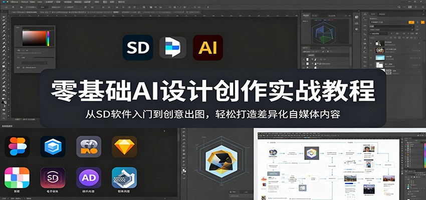 零基础AI设计创作实战教程：从SD软件入门到创意出图，轻松打造差异化自媒体内容-资源后花园