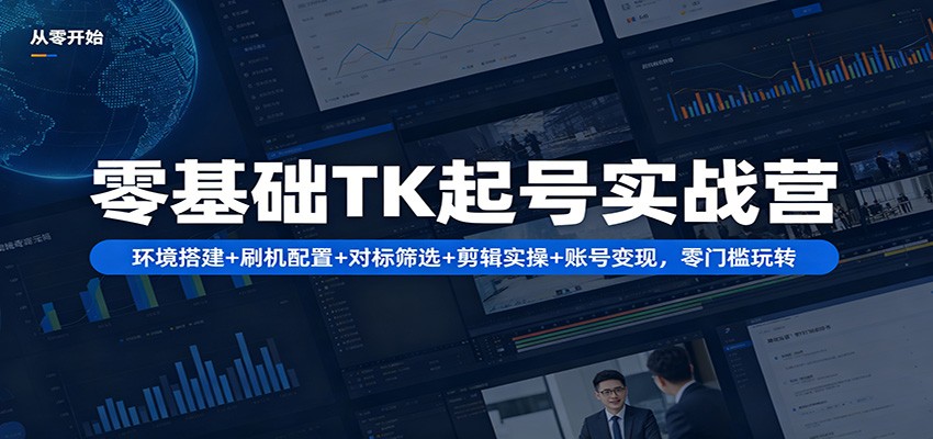 零基础TK起号实战营：环境搭建+ 刷机配置+对标筛选+剪辑实操+账号变现，零门槛玩转-资源后花园