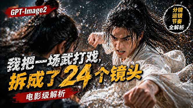 用GPT-Image2，把一段武打对决拆成24个连续镜头，从人物建立、动作衔接、运镜节奏，到情绪爆发-资源后花园