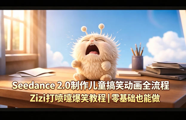 Seedance 2.0制作儿童搞笑动画全流程Zizi打喷嚏爆笑教程｜零基础也能做-资源后花园