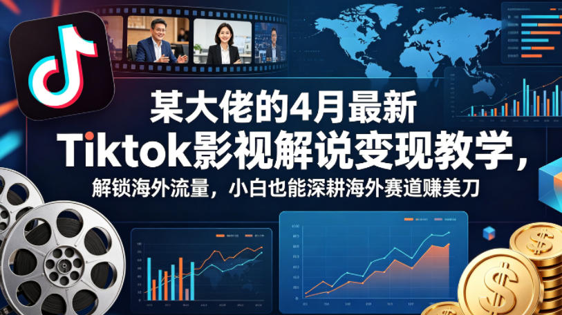 某大佬的4月最新Tiktok影视解说变现教学，解锁海外流量，小白也能深耕海外赛道賺美刀-资源后花园