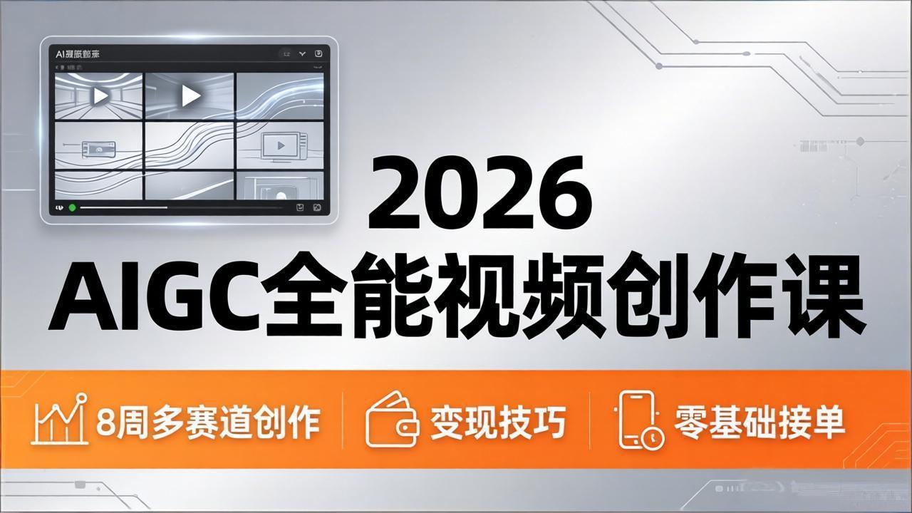 2026AIGC全能视频创作课，8周吃透多赛道创作+变现，零基础也能高效出片接单-资源后花园