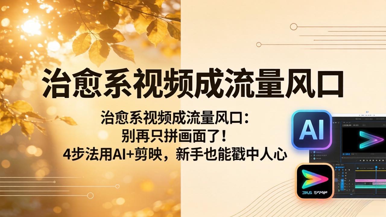 治愈系视频成流量风口：别再只拼画面了！4步法用AI+剪映，新手也能戳中人心-资源后花园