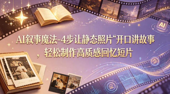 AI叙事魔法-4步让静态照片“开口讲故事”，轻松制作高质感回忆短片-资源后花园