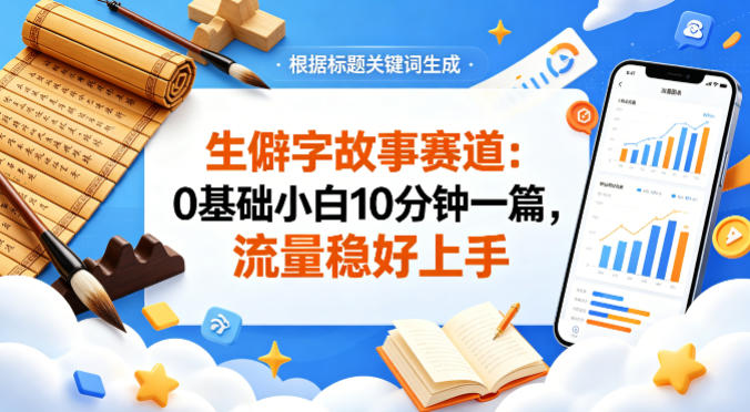 公众号流量主——生僻字故事赛道，流量稳，好上手，0基础小白也能10分钟一篇-资源后花园