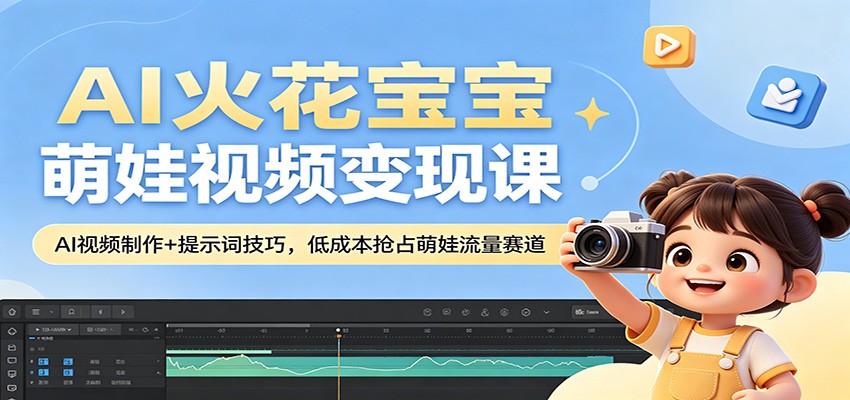 AI火花宝宝萌娃视频变现课：AI视频制作+提示词技巧，低成本抢占萌娃流量赛道-资源后花园