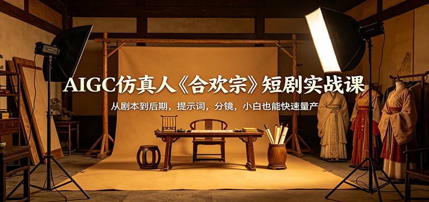 AIGC仿真人《合欢宗》短剧实战课：从剧本到后期，提示词，分镜，小白也能快速量产-资源后花园