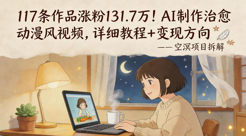 117条作品涨粉131.7W！AI制作治愈动漫风视频，详细教程+变现方向-资源后花园