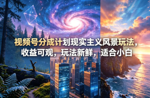 视频号分成计划现实主义风景玩法，收益可观，玩法新鲜，适合小白-资源后花园