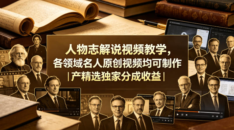人物志解说视频教学，各领域名人原创视频均可制作丨精选独家分成收益(更新0430)-资源后花园