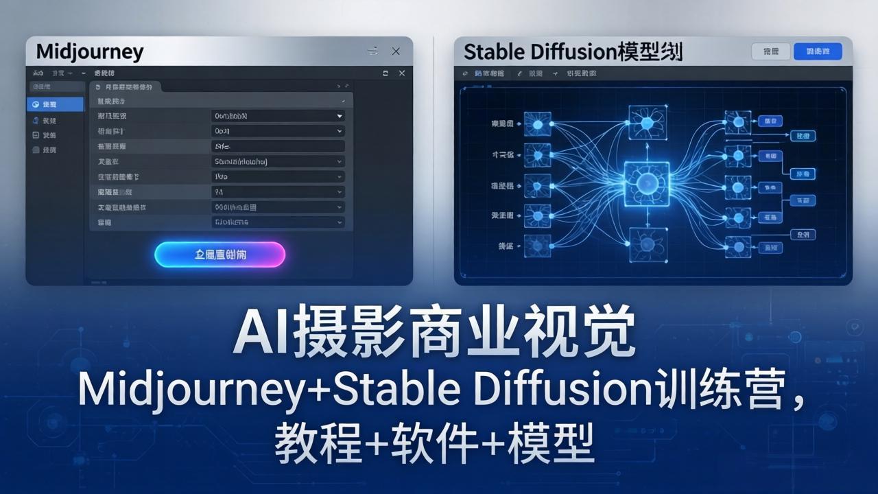 AI摄影商业视觉Midjourney+Stable Diffusion训练营，教程+软件+模型-资源后花园
