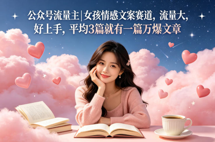 公众号流量主女孩情感文案赛道，流量大，好上手，平均3篇就有一篇万爆文章-资源后花园