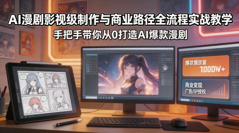AI漫剧影视级制作与商业路径全流程实战教学，手带你从0打造AI爆款漫剧-资源后花园