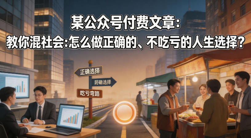 某公众号付费文章：教你混社会：怎么做正确的、不吃亏的人生选择？-资源后花园