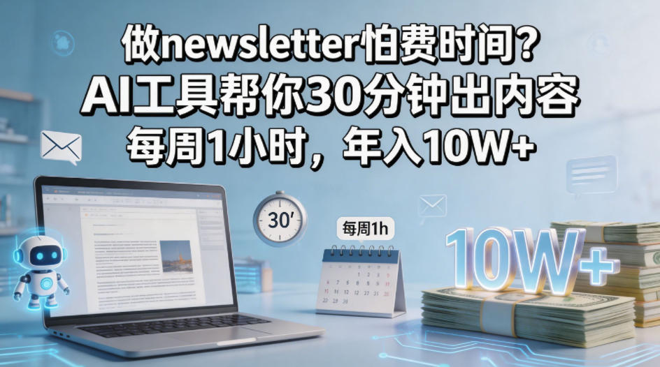 做newsletter怕费时间？AI工具帮你30分钟出内容，每周1小时，年入10W+！【原创双语字幕】-资源后花园