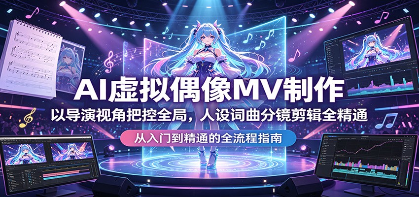 AI虚拟偶像MV制作：以导演视角把控全局，人设词曲分镜剪辑全精通-资源后花园