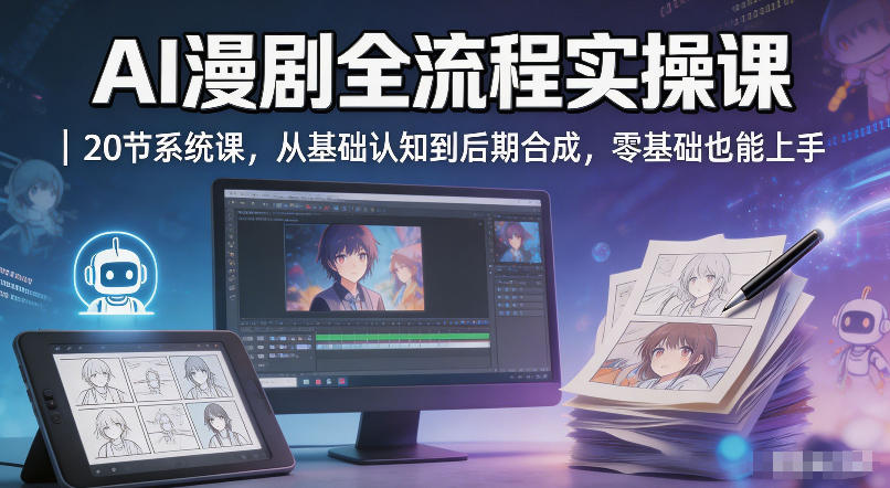 AI漫剧全流程实操课｜20节系统课，从基础认知到后期合成，零基础也能上手-资源后花园