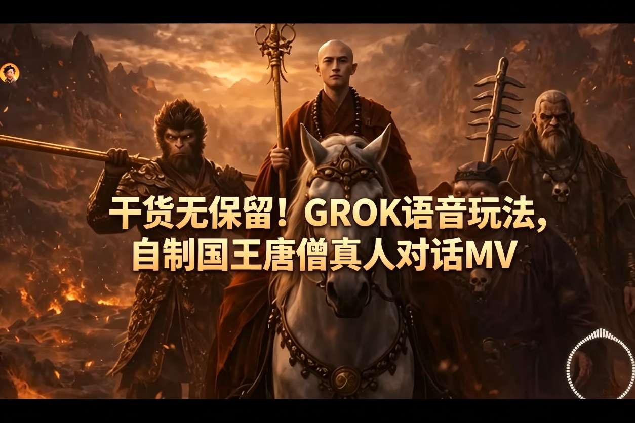 干货无保留！GROK语音玩法，自制国王唐僧真人对话MV-资源后花园