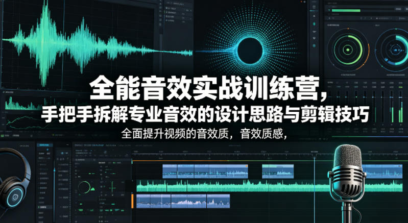 全能音效实战训练营，手把手拆解专业音效的设计思路与剪辑技巧，全面提升视频的音效质感-资源后花园