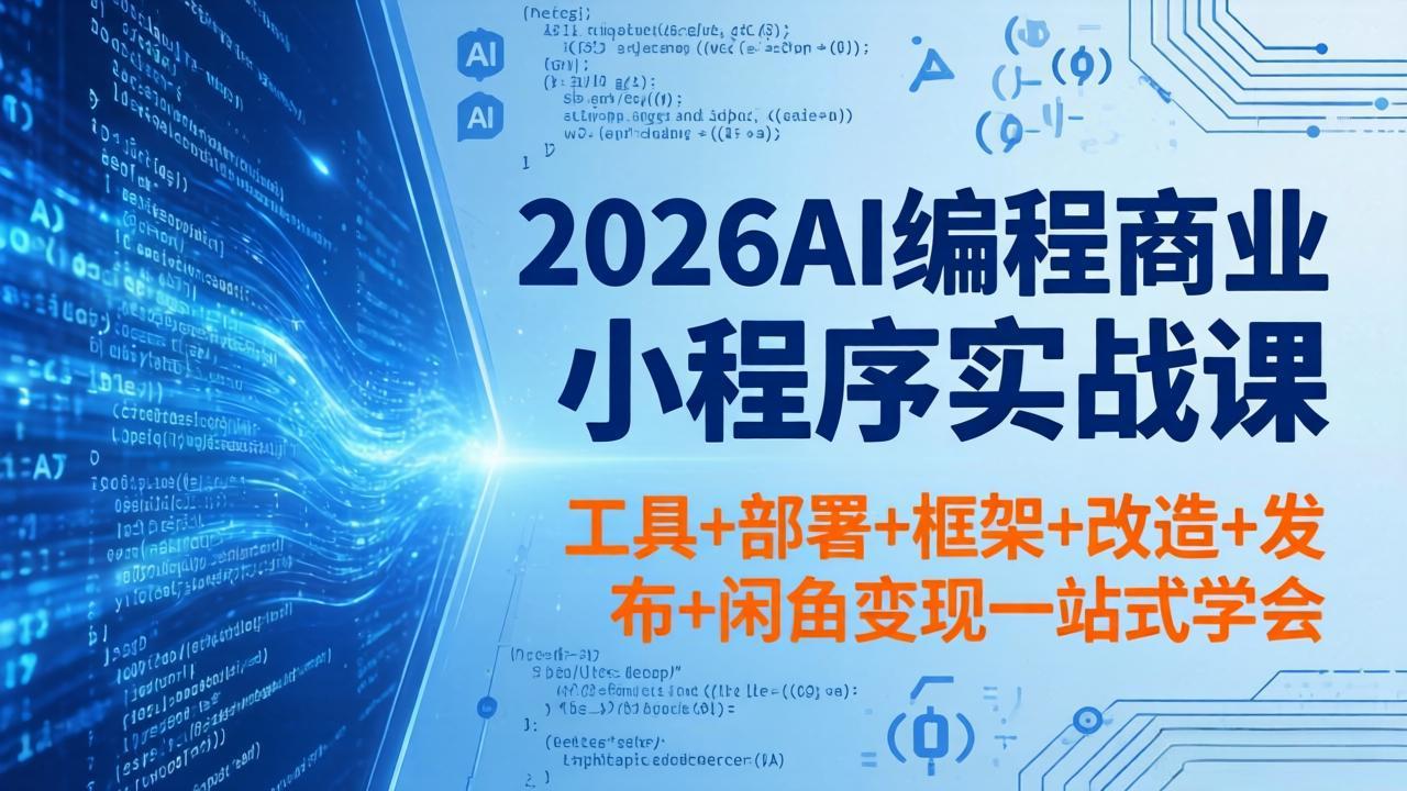 2026AI编程商业小程序实战课，工具+部署+框架+改造+发布+闲鱼变现一站式学会-资源后花园