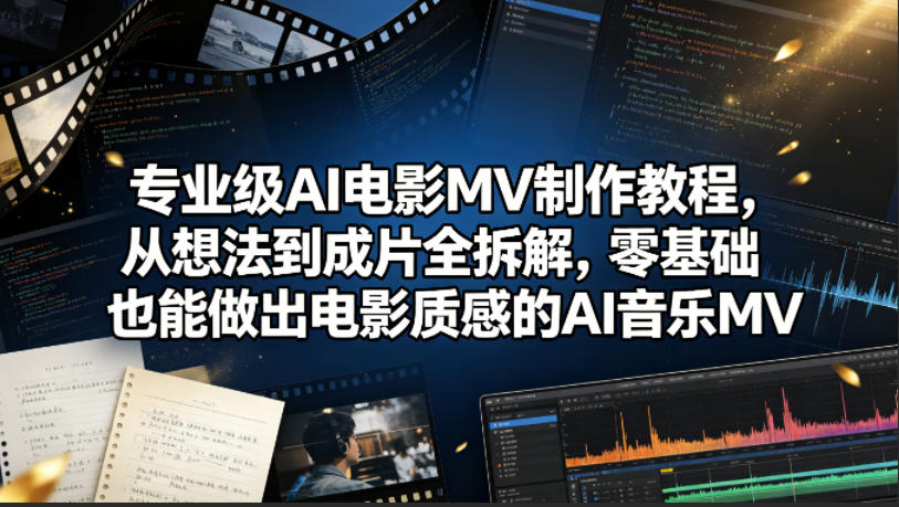 专业级AI电影MV制作教程，从想法到成片全拆解，零基础也能做出电影质感的AI音乐MV-资源后花园