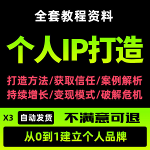 个人IP打造教程如何快速打造个人IP社交品牌定位训练营资料大全新-资源后花园
