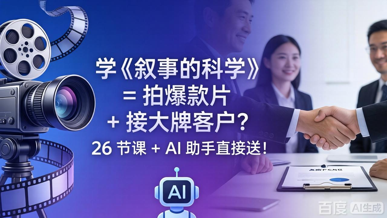 学《叙事的科学》= 拍爆款片 + 接大牌客户？26 节课 + AI 助手直接送！-资源后花园