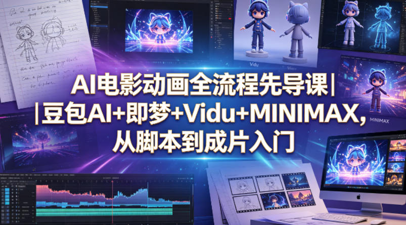 AI电影动画全流程先导课｜豆包AI+即梦+Vidu+MINIMAX，从脚本到成片入门-资源后花园